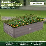 NNEDPE Garden Bed 120 x 60 x 30cm Galvanized Steel - Grey