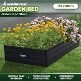 NNEDPE 150 x 90 x 30cm Galvanized Steel Garden Bed - Black