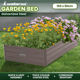 NNEDPE Garden Bed 150 x 90 x 30cm Galvanized Steel - Grey
