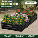 NNEDPE Garden Bed 210 x 90 x 30cm Galvanized Steel - Black