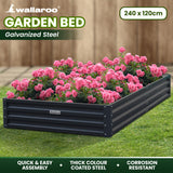 NNEDPE Garden Bed 240 x 120 x 30cm Galvanized Steel - Black