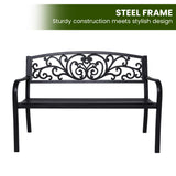 NNEDPE Steel Outdoor Garden Bench - Floral