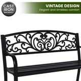 NNEDPE Steel Outdoor Garden Bench - Floral
