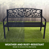 NNEDPE Steel Outdoor Garden Bench - Floral