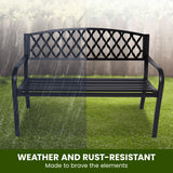 NNEDPE Steel Outdoor Garden Bench - Diamond