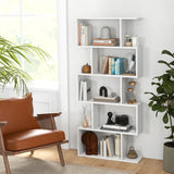 NNECW Geometric S-Shaped Bookcase with Anti-Toppling Device for Living Room/ Home/ Office-White