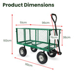 NNEDPE Steel Mesh Garden Trolley Cart - Green