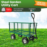 NNEDPE Steel Mesh Garden Trolley Cart - Green