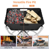 NNECW 3-in-1 Portable Firewood Charcoal Fire Pit with Stainless Steel Grills