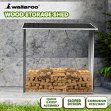 NNEDPE Wood Storage Shed Galvanized Steel - Black