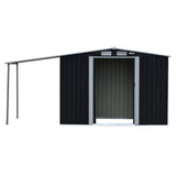 NNEDPE 4x8ft Zinc Steel Garden Shed with Open Storage - Black