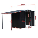 NNEDPE 4x8ft Zinc Steel Garden Shed with Open Storage - Black