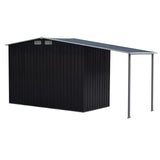 NNEDPE 4x8ft Zinc Steel Garden Shed with Open Storage - Black