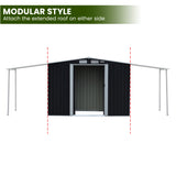 NNEDPE 4x8ft Zinc Steel Garden Shed with Open Storage - Black