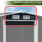 NNEDPE 4x8ft Zinc Steel Garden Shed with Open Storage - Black