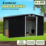 NNEDPE Garden Shed with Semi-Close Storage 4*8FT - Black