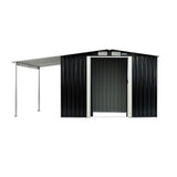 NNEDPE 8x8ft Zinc Steel Garden Shed with Open Storage - Black