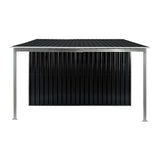 NNEDPE 8x8ft Zinc Steel Garden Shed with Open Storage - Black