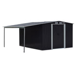 NNEDPE 8x8ft Zinc Steel Garden Shed with Open Storage - Black
