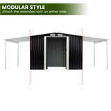 NNEDPE 8x8ft Zinc Steel Garden Shed with Open Storage - Black