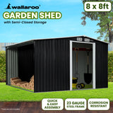 NNEDPE Garden Shed with Semi-Closed Storage 8*8FT - Black