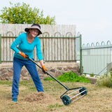 NNECW Rolling Garden Lawn Aerator Roller with 3-Piece Long Steel Handle