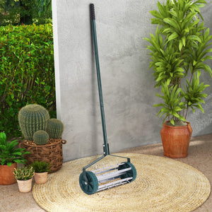 NNECW Rolling Garden Lawn Aerator Roller with 3-Piece Long Steel Handle