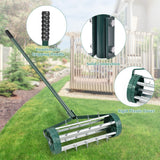 NNECW Rolling Garden Lawn Aerator Roller with 3-Piece Long Steel Handle