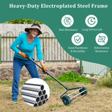 NNECW Rolling Garden Lawn Aerator Roller with 3-Piece Long Steel Handle