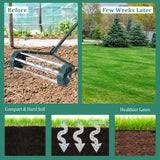 NNECW Rolling Garden Lawn Aerator Roller with 3-Piece Long Steel Handle