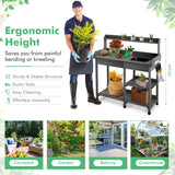 NNECW Potting Table with Wood Storage Shelf for Garden-Gray
