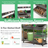 NNECW Potting Table with Wood Storage Shelf for Garden-Gray
