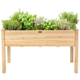 NNECW Wooden Planter Box with 100% Fir Wood Frame for Patio Natural