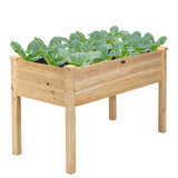 NNECW Wooden Planter Box with 100% Fir Wood Frame for Patio Natural
