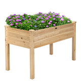 NNECW Wooden Planter Box with 100% Fir Wood Frame for Patio Natural