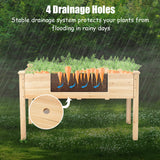 NNECW Wooden Planter Box with 100% Fir Wood Frame for Patio Natural