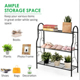 NNECW 3-Tier Scrollwork Design Metal Plant Stand for Balcony Garden Yard