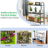 NNECW 3-Tier Scrollwork Design Metal Plant Stand for Balcony Garden Yard