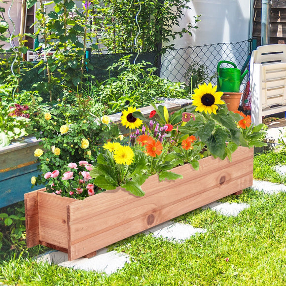 NNECW Fir Wood Raised Garden Bed Planter Box for Vegetable Fruits Herb Grow