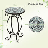 NNECW Mosaic Outdoor Side Table with Weather Resistant Ceramic Tile Tabletop-Green