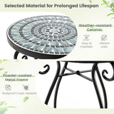 NNECW Mosaic Outdoor Side Table with Weather Resistant Ceramic Tile Tabletop-Green