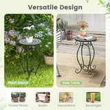 NNECW Mosaic Outdoor Side Table with Weather Resistant Ceramic Tile Tabletop-Green