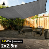 NNEDPE 280GSM Outdoor Sun Shade Sail Canopy Grey - 2m x 2.5m