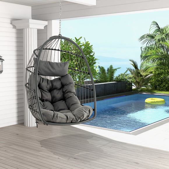NNECW Hanging Egg Chair with Head Pillow & Large Seat Cushion