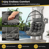 NNECW Hanging Egg Chair with Head Pillow & Large Seat Cushion