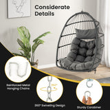 NNECW Hanging Egg Chair with Head Pillow & Large Seat Cushion