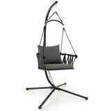 NNECW Hanging Swing Chair with Stand and Cozy Seat and Back Cushions