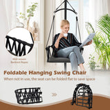 NNECW Hanging Swing Chair with Stand and Cozy Seat and Back Cushions