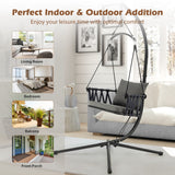 NNECW Hanging Swing Chair with Stand and Cozy Seat and Back Cushions