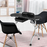 NNECW Portable Black Manicure Nail Table for Spa & Salon